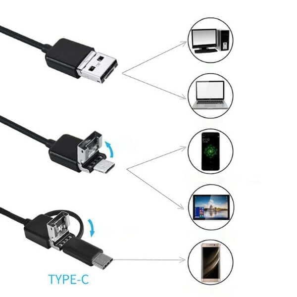 (Τύπος-c、USB、Micro USB)3 σε 1 ενδοσκόπιο【1M】