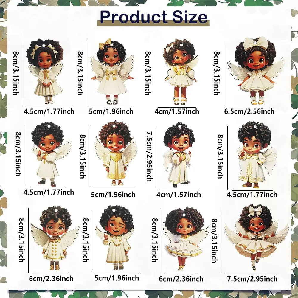 🎁🔥Σετ 12 τεμαχίων, χαμηλή τιμή και καυτή πώληση🔥Ξύλινο στολίδι με άγγελο