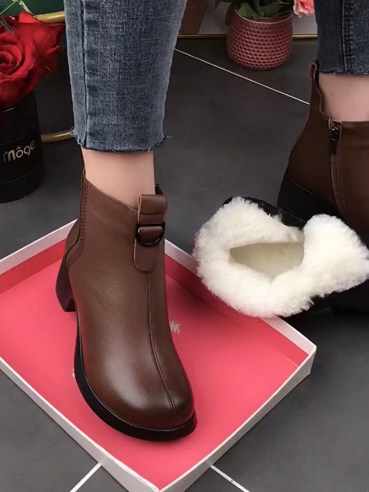 【35-40】 Χειροποίητες, ενισχυμένες, αντιολισθητικές ιταλικές μπότες για γυναίκες από φυσικό δέρμα