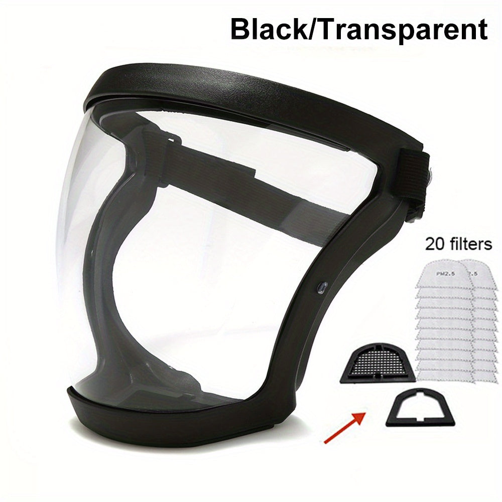 【1 μάσκα + 20 βαμβάκι φίλτρου】Διαφανής προστατευτική μάσκα υψηλής ανάλυσης, άνετη, αναπνεύσιμη και αντιθαμβωτική