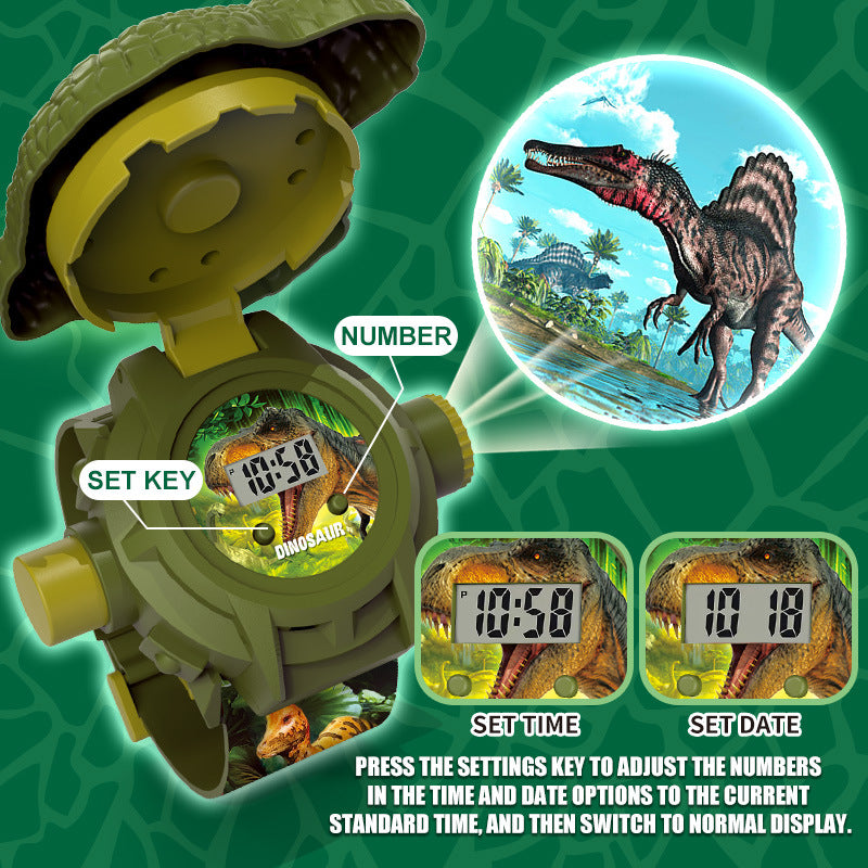 Παιδικό ρολόι προβολής δεινοσαύρων, 24 δυναμικές προβολές + εκμάθηση ώρας
