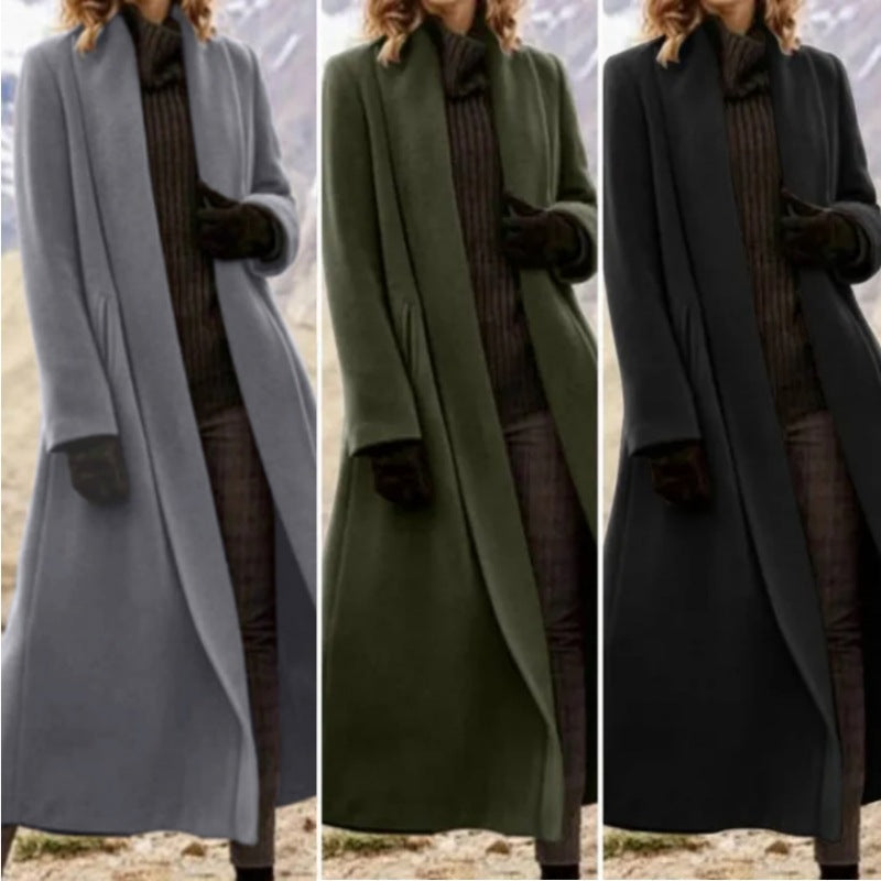 ✨🌸✨Εξαιρετικά μακρύ παλτό, νέο 2025, εκτεταμένο casual μάλλινο αντιανεμικό