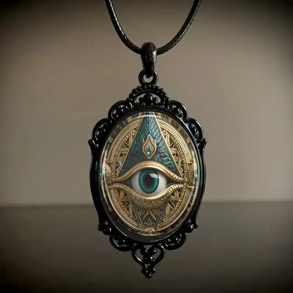 🔥【Αγοράστε 1 και πάρτε 1 δωρεάν】📿Ρετρό οβάλ κολιέ μενταγιόν από κράμα γυαλιού🔥Ρετρό μοτίβο δημιουργικό στυλ