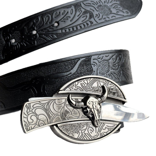 🆒🎁Ειδική προσφορά περιορισμένης διάρκειας👍Ανδρική ζώνη με ανάγλυφο σχέδιο και ενσωματωμένο μαχαίρι