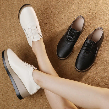 🔥Ειδική προσφορά🔥【35-42】Γυναικεία δερμάτινα παπούτσια με χοντρές σόλες, η νέα τάση της φθινοπωρινής μόδας