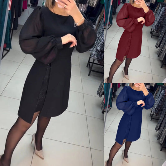 💟【S-5XL】2025 Νέα Vintage Φορέματα Δύο Τεμαχίων με Στρογγυλή Λαιμόκοψη και Ψεύτικη Μέση