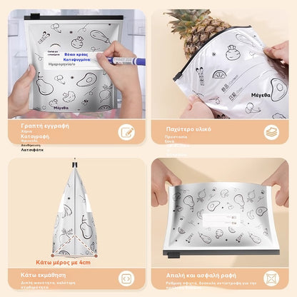 🥩【30/60/90 τεμάχια】Σφραγισμένη σακούλα διατήρησης της φρεσκάδας από αλουμινόχαρτο με φερμουάρ για οικιακή χρήση σε ψυγεία τροφίμων