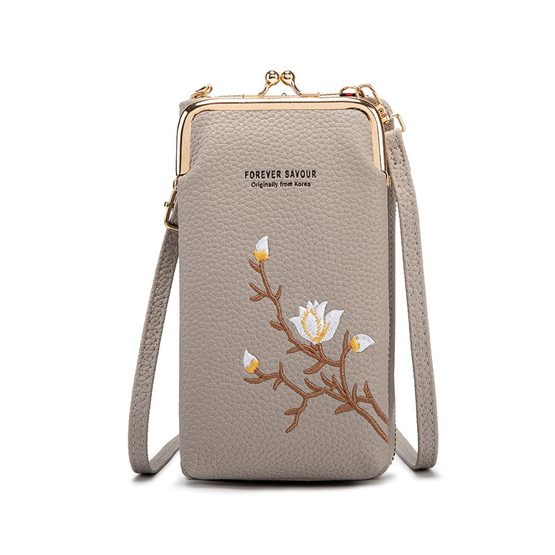 👜 Γυναικείο Πορτοφόλι Crossbody από Δέρμα Βοδινό με Κέντημα και Λουράκι Ώμου του 2025🎁