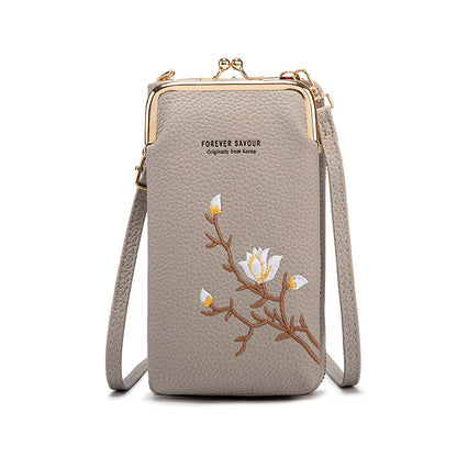 👜 Γυναικείο Πορτοφόλι Crossbody από Δέρμα Βοδινό με Κέντημα και Λουράκι Ώμου του 2025🎁
