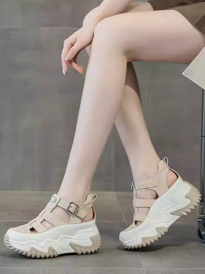 【35-40】2025, το νέο καλοκαιρινό στυλ, πολύπλευρο, μοντέρνο, ελαφρύ, σανδάλια με χοντρό πέλμα