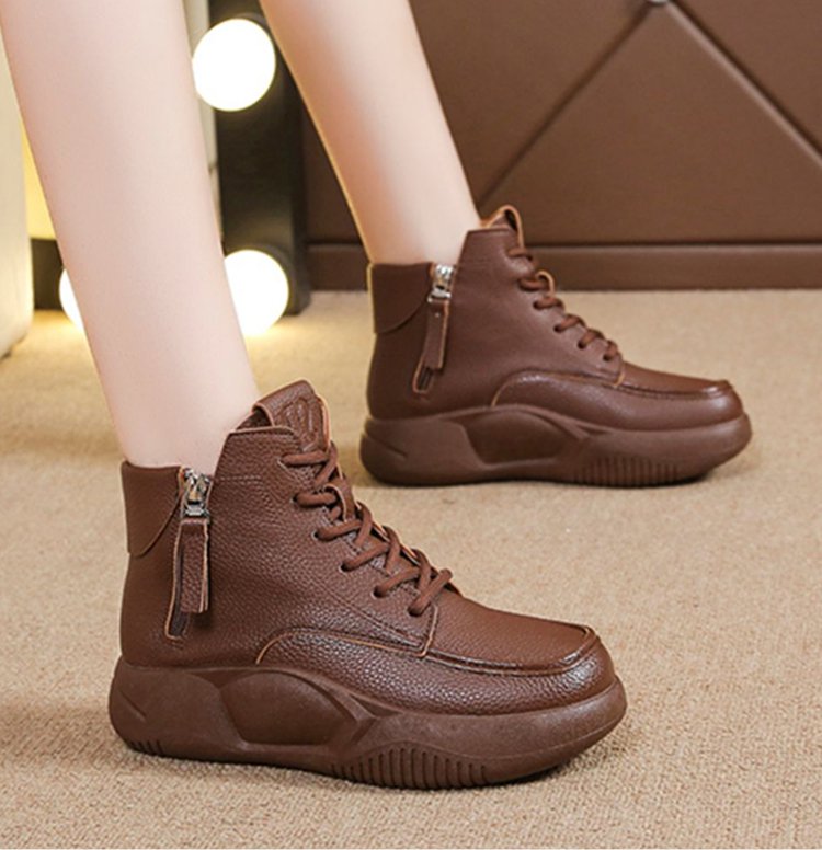 🔥✨【50% έκπτωση】Νέες φθινοπωρινές casual δερμάτινες μπότες Martin με χοντρή σόλα, μοντέρνες και άνετες