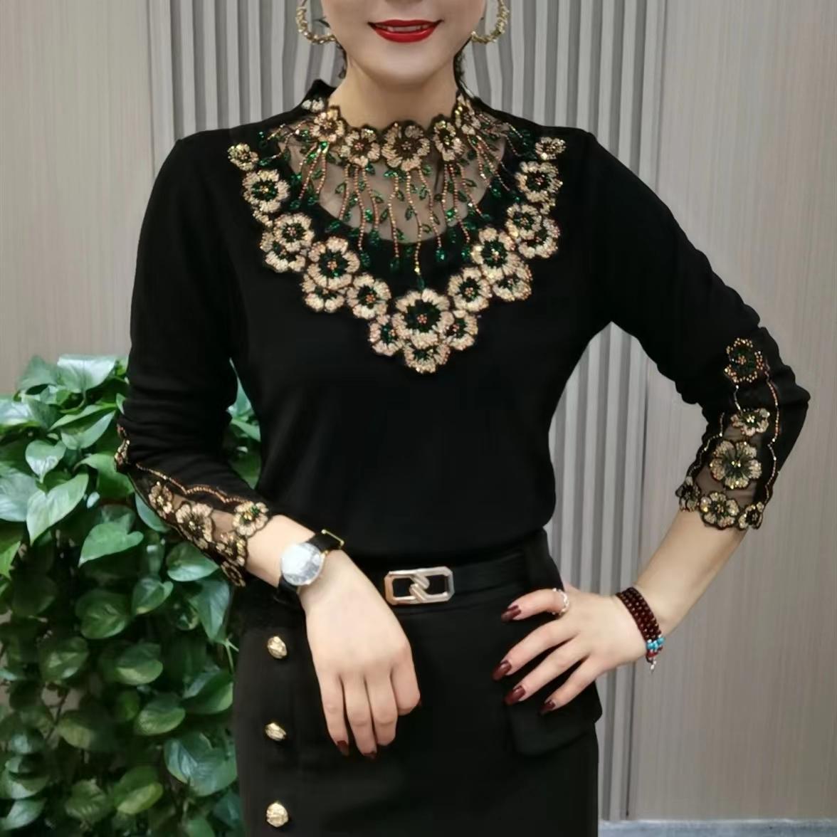 🔥【XL-6XL】😍Νέα μπλούζα φθινοπώρου-χειμώνα με μακριά μανίκια και βελούδινο γιακά υψηλής ποιότητας