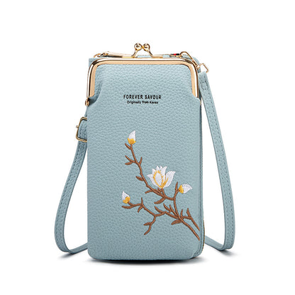 👜 Γυναικείο Πορτοφόλι Crossbody από Δέρμα Βοδινό με Κέντημα και Λουράκι Ώμου του 2025🎁