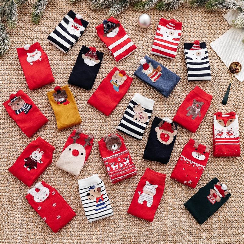 🔥【10 ζευγάρια，Μεγάλες Προσφορές】🔥Χριστουγεννιάτικες κάλτσες 2025, γυναικείες κάλτσες με σχέδια ζώων για το φθινόπωρο και τον χειμώνα, με σχέδια κινουμένων σχεδίων