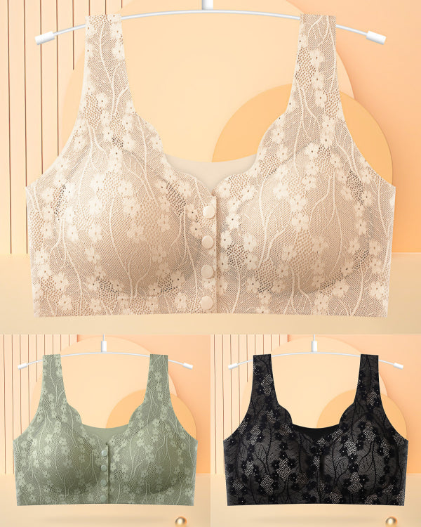 😍【Πακέτο 6 τεμαχίων】【40-100kg】Γυναικείο σουτιέν underwire με κουμπιά μπροστά