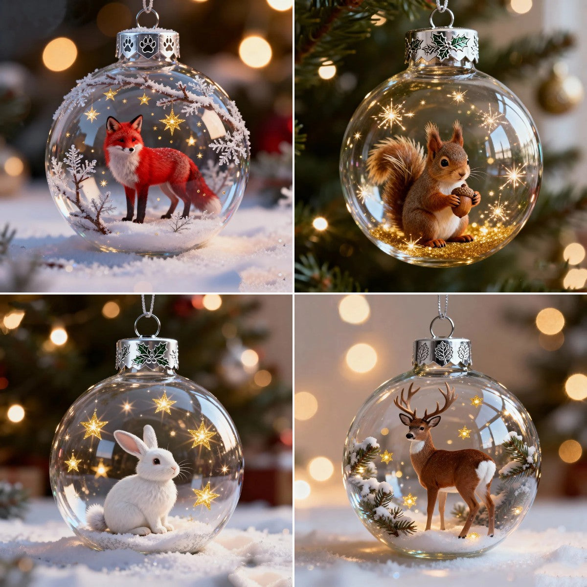 🐂🦊🐻🦌🐿️Θαύματα Άγριας Ζωής: Σειρά Διακοσμητικών με Κρυστάλλινες Μπάλες