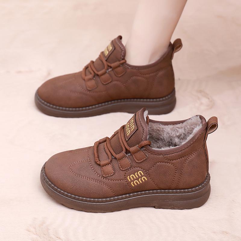 🔥【Ειδική προσφορά】【35-41】Χειμώνας 2025, βελούδινες και ζεστές μπότες χιονιού νέου στυλ, άνετες και αντιολισθητικές χοντρές σόλες που δεν θα κουράσουν τα πόδια σας