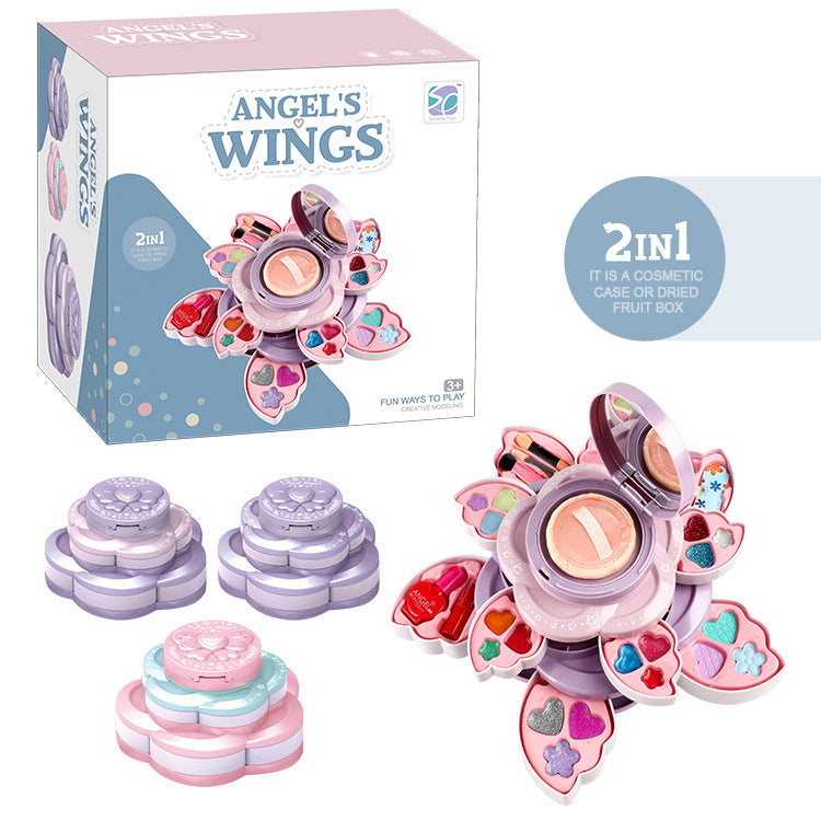 👸💄🎁🔥50% έκπτωση🔥Παιδικό περιστρεφόμενο σετ καλλυντικών με floral μοτίβο, παιχνίδια μακιγιάζ, αξεσουάρ για πριγκίπισσες, χριστουγεννιάτικα δώρα