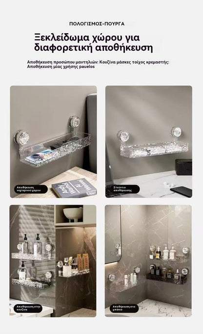 🍽️🧺🔥Αγοράστε ένα και πάρτε ένα δωρεάν🔥 Βάση αποθήκευσης με βεντούζα χωρίς τρυπήματα, κομψή κυματιστή βάση αποστράγγισης, κατάλληλη για κουζίνα και μπάνιο