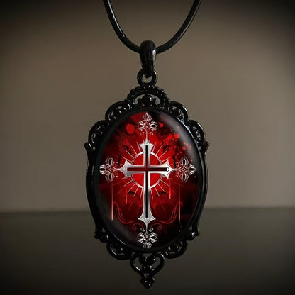 🔥【Αγοράστε 1 και πάρτε 1 δωρεάν】📿Ρετρό οβάλ κολιέ μενταγιόν από κράμα γυαλιού🔥Ρετρό μοτίβο δημιουργικό στυλ