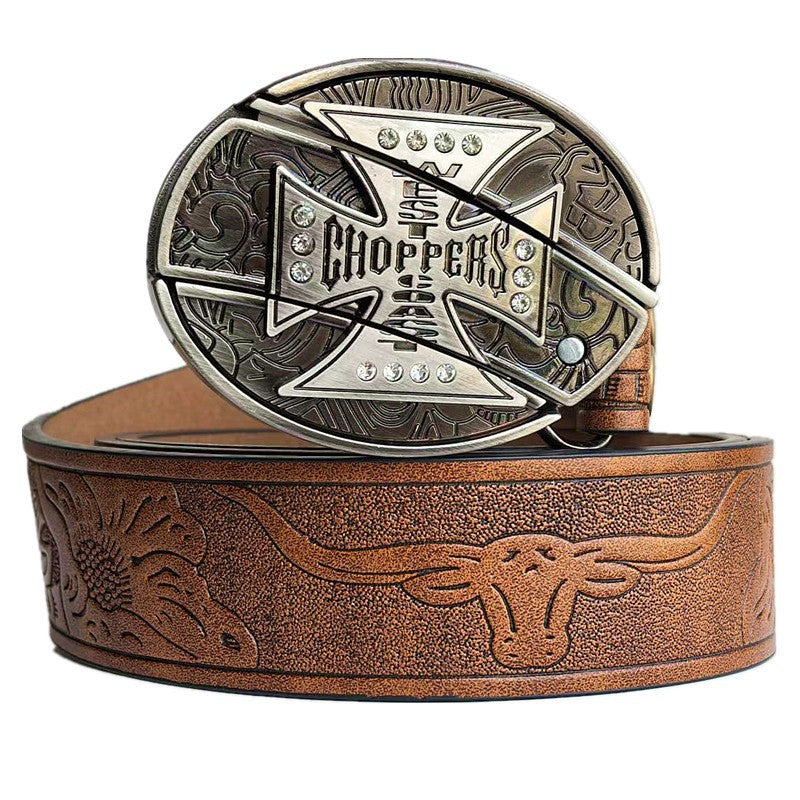 🆒🎁Ειδική προσφορά περιορισμένης διάρκειας👍Ανδρική ζώνη με ανάγλυφο σχέδιο και ενσωματωμένο μαχαίρι