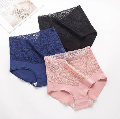 🔥【Χαμηλότερη τιμή για περιορισμένο χρονικό διάστημα】Υψηλόμεσο βαμβακερό αντιβακτηριδιακό δαντελένιο εσώρουχο με δαντέλα【M-3XL】