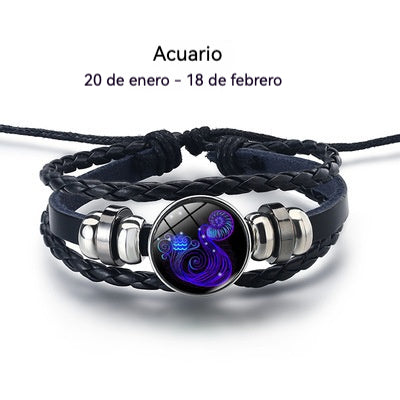 💎🌙🔥Αγοράστε 4 και πάρτε 4 δωρεάν🔥Βραχιόλι με φωτεινό ζώδιο｜Δερμάτινο πλεκτό προστατευτικό βραχιόλι｜Προσέλκυει τύχη και ευημερία