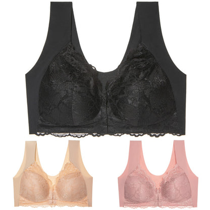✨【Αγοράστε 3 και πάρτε 3 δωρεάν】【3/6 τεμάχια】 Μεγάλο μέγεθος με μπροστινό κούμπωμα, σέξι, χωρίς μπανέλα, σουτιέν με όμορφη πλάτη