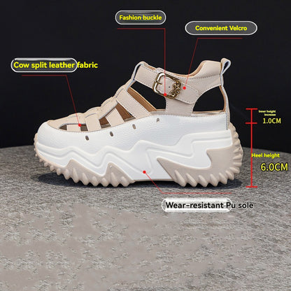 【35-40】2025, το νέο καλοκαιρινό στυλ, πολύπλευρο, μοντέρνο, ελαφρύ, σανδάλια με χοντρό πέλμα