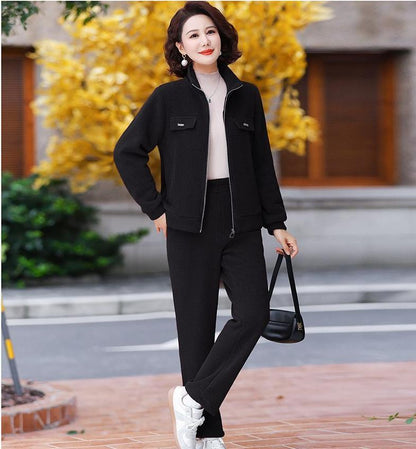 💥【M-4XL】Γυναικείο κοστούμι casual βελούδινο παχύ (τζακάκι + παντελόνι)