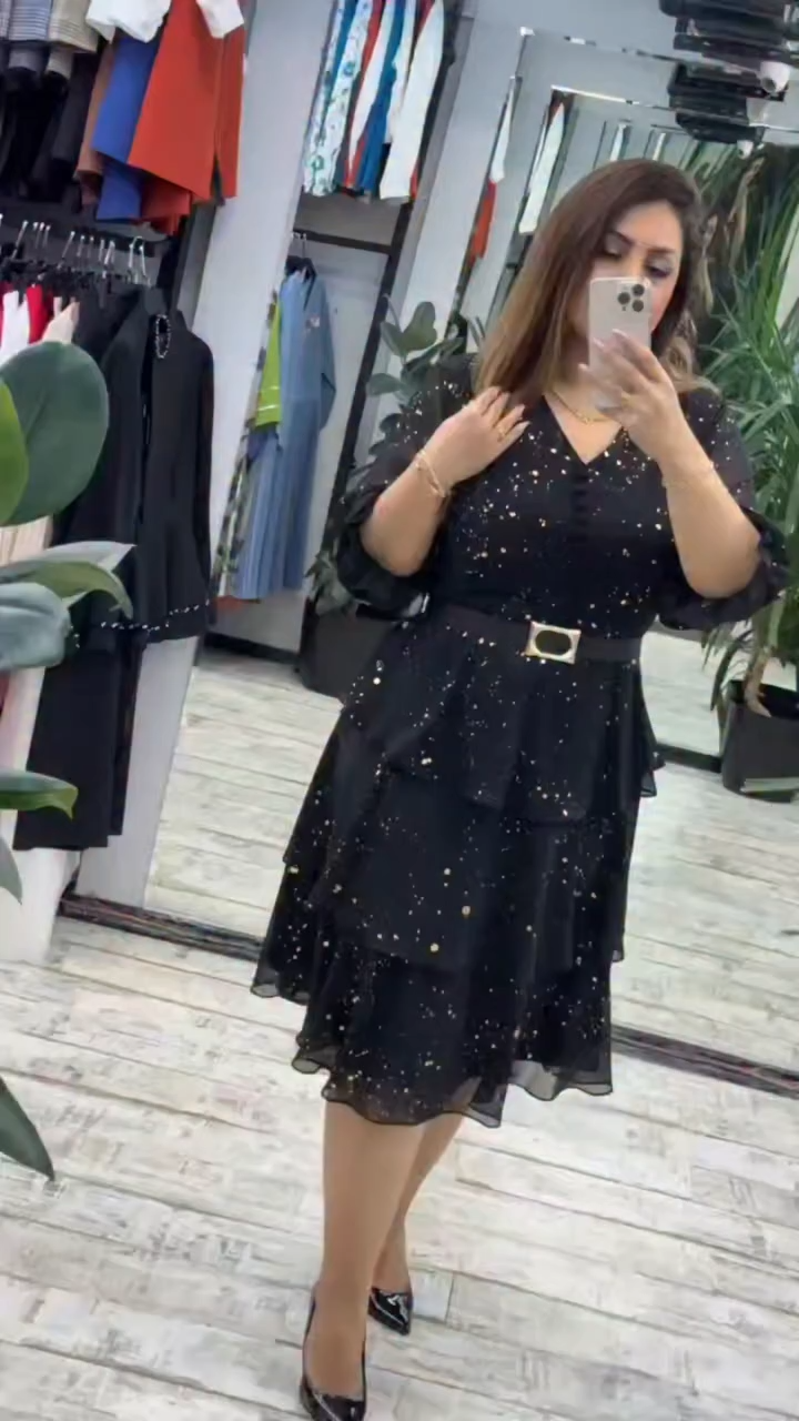 🔥【S-5XL】Φόρεμα από σιφόν σε φαρδιά γραμμή για μεγάλα μεγέθη | Άνετο και αναπνεύσιμο, πολύ κατάλληλο για το καλοκαίρι