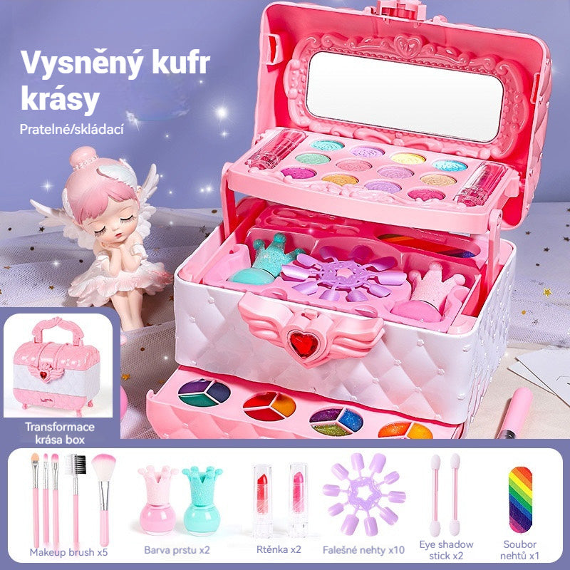 👸💄🎁🔥🔥Παιδικό περιστρεφόμενο σετ καλλυντικών, παιχνίδια μακιγιάζ, κοσμήματα πριγκίπισσας, χριστουγεννιάτικο δώρο, βερνίκι νυχιών