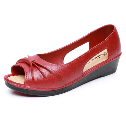 🌼Γυναικεία μονόχρωμα κομψά σανδάλια, μαλακή σόλα πλατφόρμας, casual παπούτσια με άνοιγμα, ανοιχτά δάχτυλα και τακούνι για το καλοκαίρι