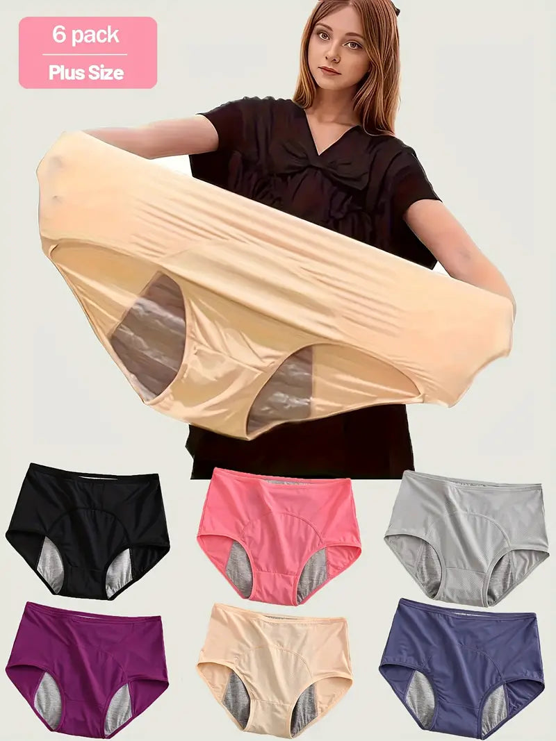 🔥🩲【 L-8XL】【6 τεμάχια】Νέα βελτιωμένη απορροφητική εσώρουχα 2025 με ψηλή μέση και προστασία από διαρροές