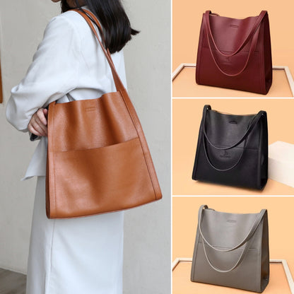 🔥👜👜【45% ΕΚΠΤΩΣΗ】Ευρύχωρη τσάντα ώμου από μαλακό δέρμα, μινιμαλιστική μονόχρωμη – ένα απαραίτητο αξεσουάρ για το φθινόπωρο και το χειμώνα.