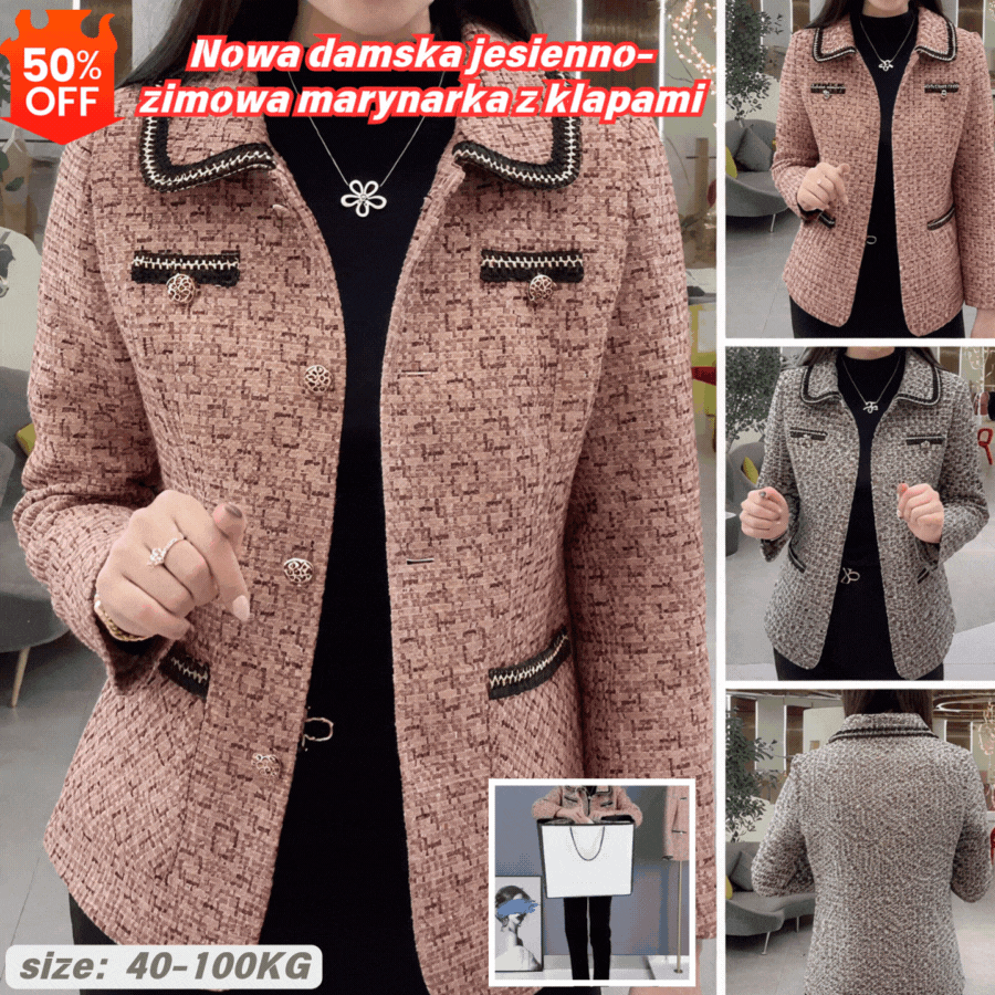 🔥🔥💥【M-4XL】【40-100KG】💖Νέο γυναικείο φθινοπωρινό και χειμερινό μπουφάν με πέτα