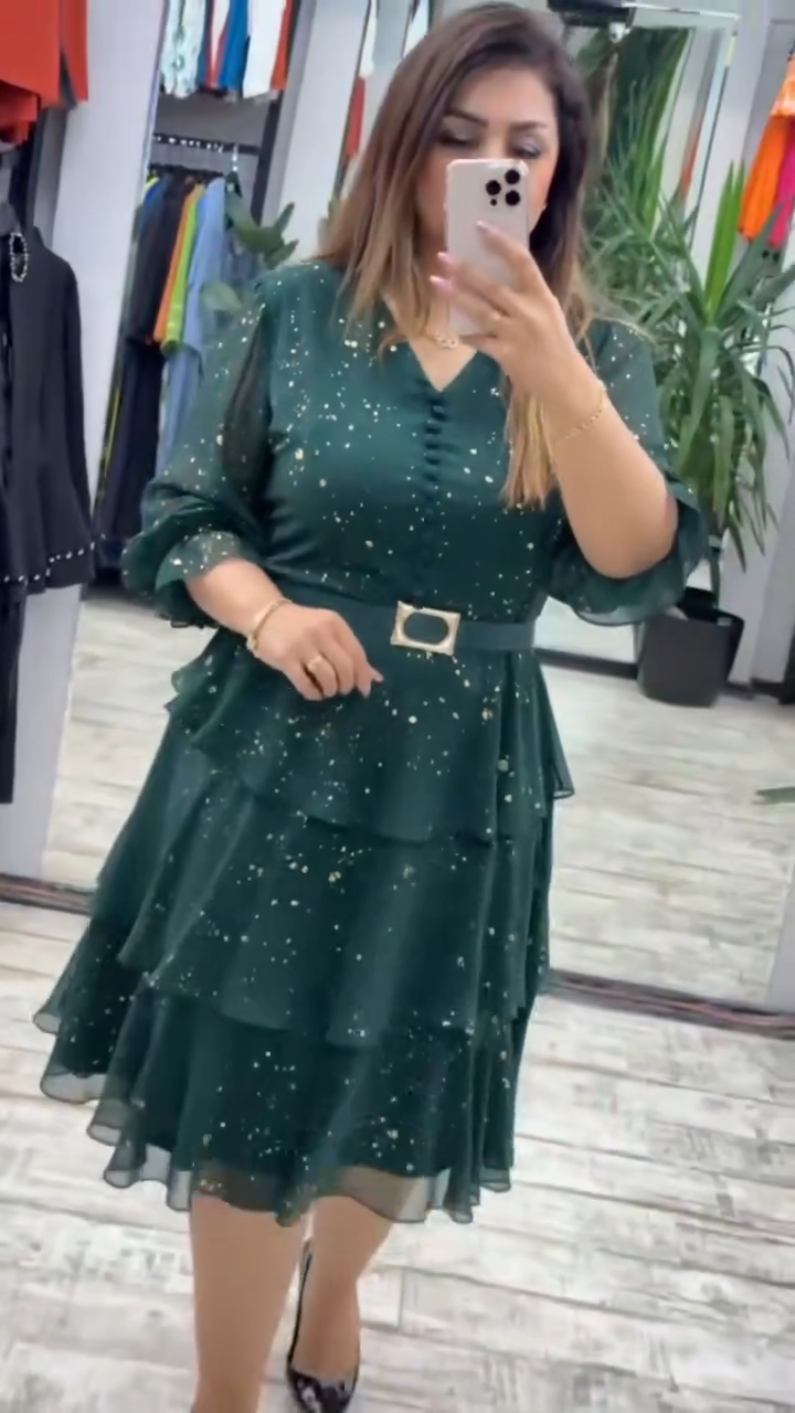 🔥【S-5XL】Φόρεμα από σιφόν σε φαρδιά γραμμή για μεγάλα μεγέθη | Άνετο και αναπνεύσιμο, πολύ κατάλληλο για το καλοκαίρι