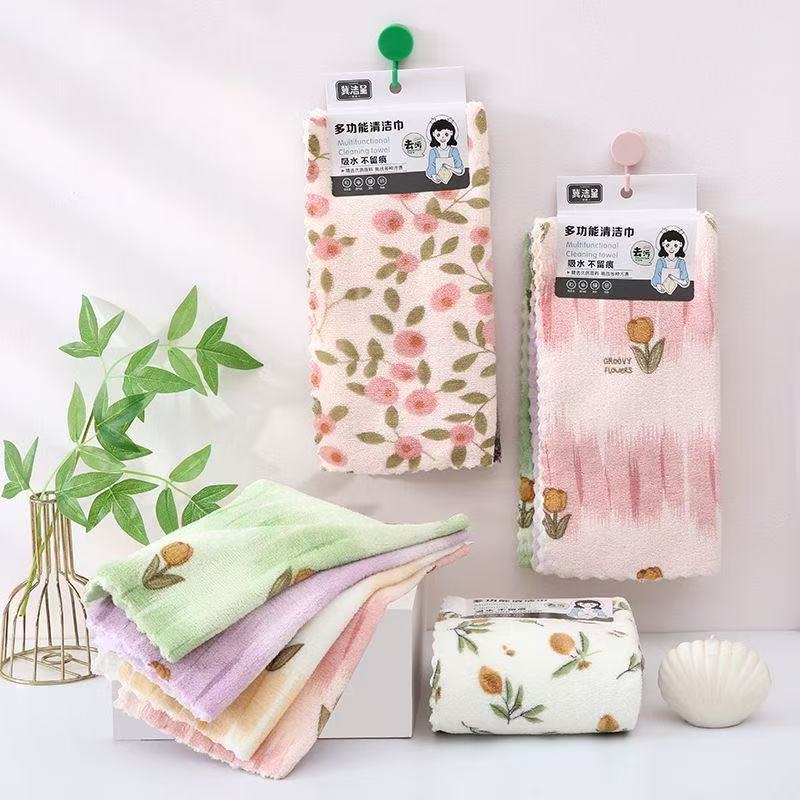 🧼【30cm×30cm】💢✨ Πετσέτα πιάτων από φλις κοραλί