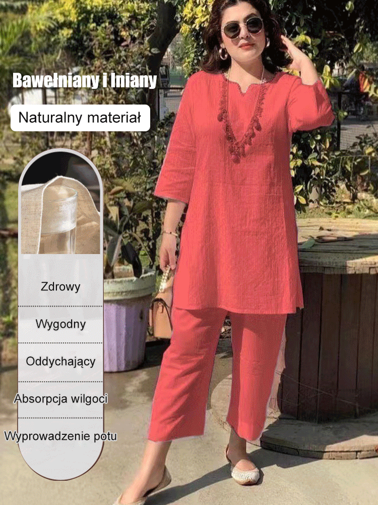 【40-100kg】Καλοκαιρινή νέα μόδα μονόχρωμη ιδιοσυγκρασία μετακίνησης σε έθνικ στυλ μακρυμάνικα ρούχα δύο κομμάτια