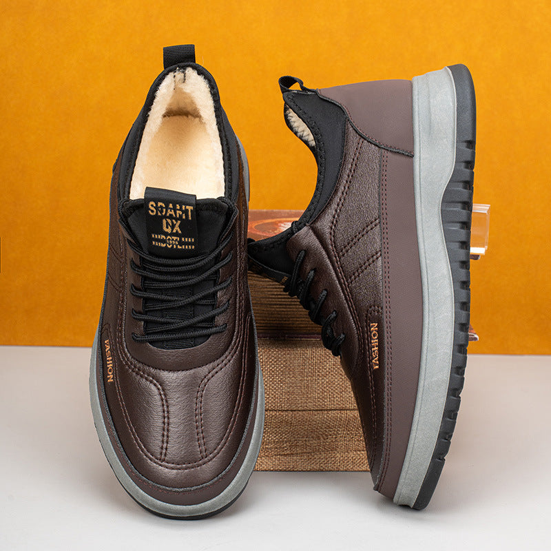 ⛄🔥【39-45】Ανδρικά χειμερινά αθλητικά παπούτσια casual 2025, γνήσιο δέρμα, αδιάβροχα, μαλακή σόλα και βελούδο, καινούργια