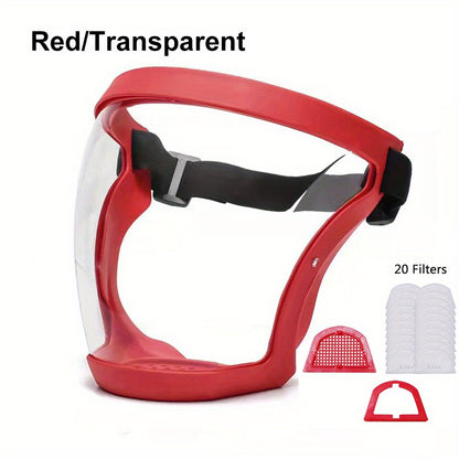 【1 μάσκα + 20 βαμβάκι φίλτρου】Διαφανής προστατευτική μάσκα υψηλής ανάλυσης, άνετη, αναπνεύσιμη και αντιθαμβωτική