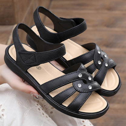 【36-40】2025νέο στυλ σφηνοειδές τακούνι μαλακή σόλα αναπνεύσιμη γυναικεία σανδάλια