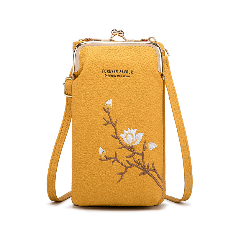 👜 Γυναικείο Πορτοφόλι Crossbody από Δέρμα Βοδινό με Κέντημα και Λουράκι Ώμου του 2025🎁