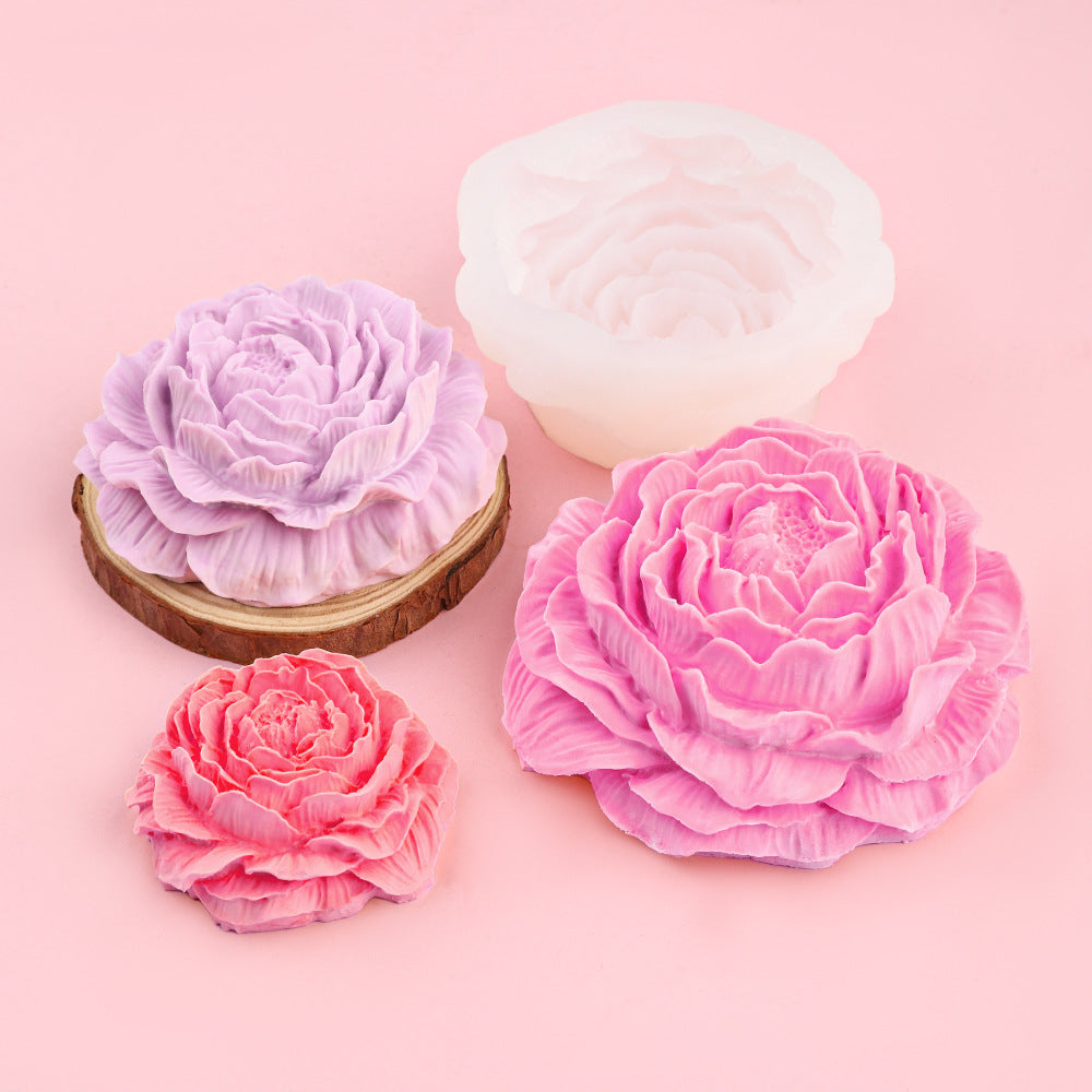 🌸Μεγάλο, μεσαίο και μικρό καλούπι σιλικόνης 3D για λουλούδι παιώνιας, κερί αρωματοθεραπείας DIY, διαχύτη αυτοκινήτου, διακοσμητικά από πέτρες και κόλλα