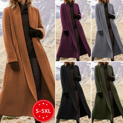 ✨🌸✨Εξαιρετικά μακρύ παλτό, νέο 2025, εκτεταμένο casual μάλλινο αντιανεμικό