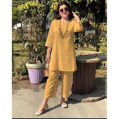 【40-100kg】Καλοκαιρινή νέα μόδα μονόχρωμη ιδιοσυγκρασία μετακίνησης σε έθνικ στυλ μακρυμάνικα ρούχα δύο κομμάτια