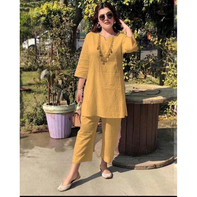 【40-100kg】Καλοκαιρινή νέα μόδα μονόχρωμη ιδιοσυγκρασία μετακίνησης σε έθνικ στυλ μακρυμάνικα ρούχα δύο κομμάτια