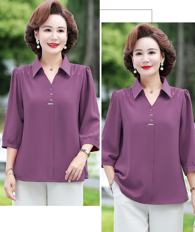 💓💓【50-90kg】2025 Νέο φθινοπωρινό μακρυμάνικο πουκάμισο σιφόν