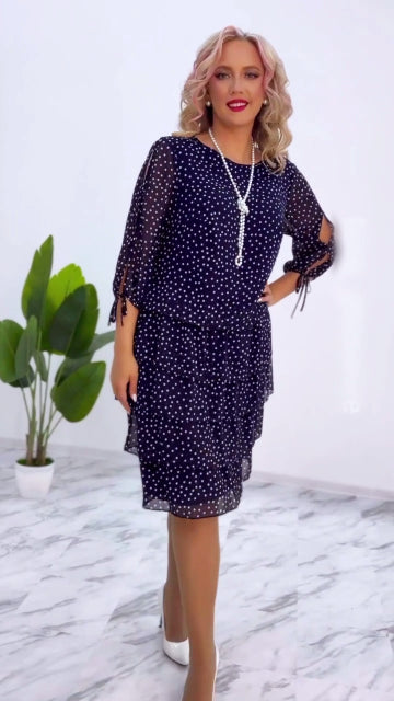 🥰[S-5XL] Νέα ελαφριά σιλουέτα άνετο πουά φόρεμα