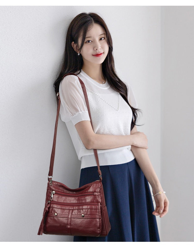 🔥【Προσφορά περιορισμένης διάρκειας】🔥Όμορφη, μαλακή δερμάτινη τσάντα με πολλαπλές τσέπες